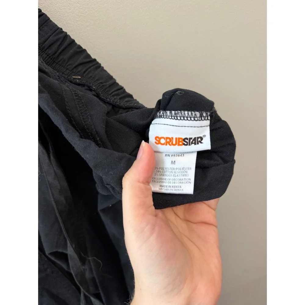 Scrubstar Black Cargo Scrub Pants Medium SSL09049B Drawstring Elastic Waist